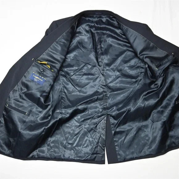 Club Room 43R 44R Navy Blue Gold Button Wool Mens Blazer Suit Jacket Sport‎ Coat